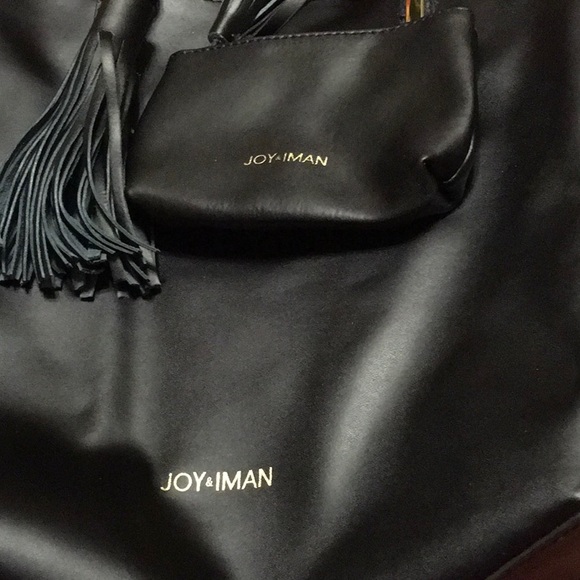 NWT,JOY&IMAN BLACK SAFANO REAL LEATHER,TASSELS,CHAIN PURSE INCLUDED,SNAPS 4 KEYS - Picture 6 of 9